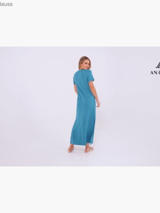 Summer Maxi Dress Short Sleeve Crewneck Split Wrinkle-Free Travel Sundress - Picture 7 of 7